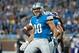 Sep 8, 2013; Detroit, MI, USA; Detroit Lions tight end Joseph Fauria (80) celebrates during the first quarter against the Minnesota Vikings at Ford Field. Mandatory Credit: Tim Fuller-USA TODAY Sports