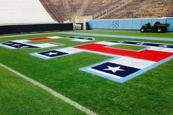 Photo: UNC Going with Stars/Stripes “Carolina”- Painted End Zones