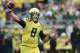 Sep 14, 2013; Eugene, OR, USA; Oregon Ducks quarterback Marcus Mariota (8) throws the ball in the second half against the Tennessee Volunteers at Autzen Stadium. Mandatory Credit: Scott Olmos-USA TODAY Sports