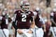 COLLEGE STATION, TX - SEPTEMBER 29: Johnny Manziel #2 of the Texas A&M Aggies celebrates a touchdown against the Arkansas Razorbacks at Kyle Field on September 29, 2012 in College Station, Texas. (Photo by Ronald Martinez/Getty Images)