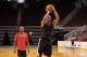 HOUSTON, TX - JULY 13, 2013: Dwight Howard of the Houston Rockets works out with Hakeem Olajuwon on August 13, 2013 at The Toyota Center Houston, Texas. NOTE TO USER: User expressly acknowledges and agrees that, by downloading and or using this photograph, User is consenting to the terms and conditions of the Getty Images License Agreement. Mandatory Copyright Notice: Copyright 2013 NBAE (Photo by Bill Baptist/NBAE via Getty Images)