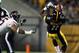 Sep 22, 2013; Pittsburgh, PA, USA; Pittsburgh Steelers wide receiver Markus Wheaton (11) drops a pass in front of Chicago Bears linebacker Lance Briggs (55) during the first quarter at Heinz Field. Mandatory Credit: Jason Bridge-USA TODAY Sports