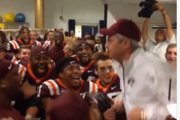 Frank Beamer Celebrates Virginia Tech Win over Georgia Tech with Hilarious Dance