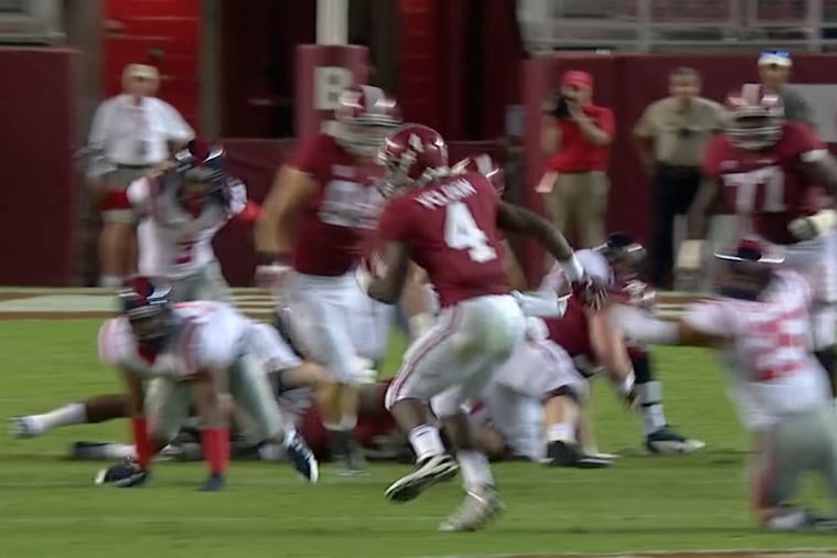 Alabama RB T.J. Yeldon Breaks out on a 68-Yard TD Run vs. Ole Miss