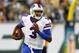 EAST RUTHERFORD, NJ - SEPTEMBER 22: Quarterback EJ Manuel #3 of the Buffalo Bills looks to run against the New York Jets during a game at MetLife Stadium on September 22, 2013 in East Rutherford, New Jersey. (Photo by Rich Schultz /Getty Images)