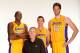 EL SEGUNDO, CA - SEPTEMBER 28: Head Coach Mike D'Antoni, Kobe Bryant #24, Steve Nash #10 and Pau Gasol #16 of the Los Angeles Lakers pose for a picture during media day at Toyota Sports Center on September 28, 2013 in El Segundo, California. NOTE TO USER: User expressly acknowledges and agrees that, by downloading and/or using this Photograph, user is consenting to the terms and conditions of the Getty Images License Agreement. Mandatory Copyright Notice: Copyright 2013 NBAE (Photo by Andrew D. Bernstein/NBAE via Getty Images)
