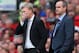 MANCHESTER, ENGLAND - SEPTEMBER 28: David Moyes the manager of Manchester United looks on alongside Steve Clarke the manager of West Bromwich Albion during the Barclays Premier League match between Manchester United and West Bromwich Albion at Old Trafford on September 28, 2013 in Manchester, England. (Photo by Alex Livesey/Getty Images)