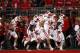 Sep 28, 2013; Columbus, OH, USA; Wisconsin Badgers wide receiver Jordan Fredrick (9) and running back Melvin Gordon (25) lead the offense onto the field before the game against the Ohio State Buckeyes at Ohio Stadium. Mandatory Credit: Raj Mehta-USA TODAY Sports