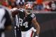 Sep 29, 2013; Cleveland, OH, USA; Cleveland Browns tight end Jordan Cameron (84) tries to stay inbounds during the second quarter against the Cincinnati Bengals at FirstEnergy Stadium. Mandatory Credit: Raj Mehta-USA TODAY Sports