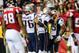 Patriots WR Kenbrell Thompkins (right) will get plenty of love from QB Tom Brady (middle) if he has more games like he did on Sunday night against the Falcons.