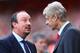 LONDON, ENGLAND - AUGUST 03: Manager Rafael Benitez of Napoli talks to manager Arsene Wenger of Arsenal during the match between Arsenal and Napoli at Emirates Stadium on August 3, 2013 in London, England. (Photo by Paul Gilham/Getty Images)