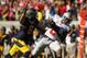 Sep 14, 2013; Berkeley, CA, USA; Ohio State Buckeyes safety Christian Bryant (2) intercepts a pass in front of California Golden Bears wide receiver Chris Harper (6) in the first quarter at Memorial Stadium. Mandatory Credit: Cary Edmondson-USA TODAY Sports