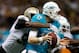 NEW ORLEANS, LA - SEPTEMBER 30: Ryan Tannehill #17 of the Miami Dolphins is sacked by Junior Galette #93 of the New Orleans Saints at the Mercedes-Benz Superdome on September 30, 2013 in New Orleans, Louisiana. (Photo by Chris Graythen/Getty Images)
