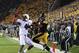 October 20, 2012; Iowa City, IA, USA; Iowa Hawkeyes wide receiver Keenan Davis (6) and Penn State Nittany Lions cornerback Adrian Amos get tangled up in the end zone in the fourth quarter at Kinnick Stadium. Penn State beat Iowa 38-14. Mandatory Credit: Reese Strickland-USA TODAY Sports