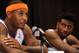 Carmelo Anthony and Iman Shumpert answer questions at the 2013 New York Knicks media day.