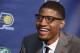 Paul George of the Indiana Pacers is all smiles after signing a five-year extension on Sept. 25.