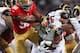 ST. LOUIS, MO - SEPTEMBER 26: aCorey Lemonier #96 of the San Francisco 49ers tackles Benny Cunningham #36 of the St. Louis Rams at the Edward Jones Dome on September 26, 2013 in St. Louis, Missouri. The 49ers beat the rams 35-11. (Photo by Dilip Vishwanat/Getty Images)
