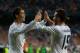MADRID, SPAIN - OCTOBER 02: Cristiano Ronaldo (L) of Real Madrid CF celebrates with team-mate Daniel Carvajal after scoring their opening goal during the UEFA Champions League group B match between Real Madrid CF and FC Copenhagen at Estadio Santiago Bernabeu on October 2, 2013 in Madrid, Spain. (Photo by Gonzalo Arroyo Moreno/Getty Images)