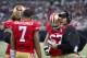 Quarterback Colin Kaepernick (left) and head coach Jim Harbaugh (right) have had their fare share of ups and downs over the first four weeks.