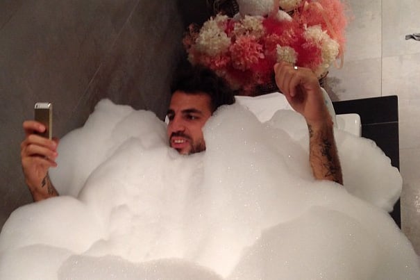 Cesc Fabregas Pictured Playing Candy Crush in Bubble Bath