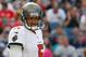 FOXBORO, MA - SEPTEMBER 22: Josh Freeman #5 of the Tampa Bay Buccaneers reacts after an incomplete pass in the second half against the Tampa Bay Buccaneers at Gillette Stadium on September 22, 2013 in Foxboro, Massachusetts. (Photo by Jim Rogash/Getty Images)