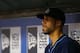 ARLINGTON, TX - SEPTEMBER 30: David Price #14 of the Tampa Bay Rays sits in the dugout after being pulled from the game against the Texas Rangers during the American League Wild Card tiebreaker game at Rangers Ballpark in Arlington on September 30, 2013 in Arlington, Texas. (Photo by Ronald Martinez/Getty Images)