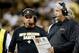 Aug 9, 2013; New Orleans, LA, USA; New Orleans Saints defensive coordinator Rob Ryan and head coach Sean Payton during the second quarter of a preseason game against the Kansas City Chiefs at the Mercedes-Benz Superdome. Mandatory Credit: Derick E. Hingle-USA TODAY Sports