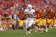 Oct 3, 2013; Ames, IA, USA; Iowa State Cyclones safety Deon Broomfield (26) and cornerback Jansen Watson (2) chase Texas Longhorn running back Johnathan Gray (32) into the end zone at Jack Trice Stadium. Mandatory Credit: Reese Strickland-USA TODAY Sports