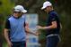 PARIS, FRANCE - OCTOBER 05: Paul Casey of Great Britain and Ireland team celebrates with David Lynn during the third day's afternoon foursomes at the Seve Trophy at Golf de Saint-Nom-la-Breteche on October 5, 2013 in Paris, France. (Photo by Stuart Franklin/Getty Images)