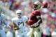 TALLAHASSEE, FL - OCTOBER 5: Jameis Winston #5 of the Florida State Seminoles looks to make a pass against the Maryland Terrapins during the second half on October 5, 2013 at Doak Campbell Stadium in Tallahassee, Florida. The Seminoles went to beat the Terrapins 63-0. (Photo by Jeff Gammons/Getty Images)