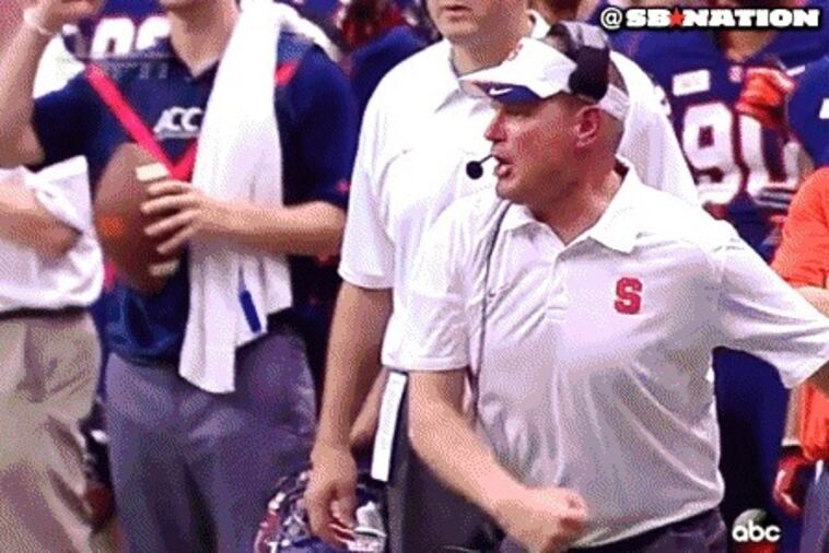 Syracuse Coach Scott Shafer Cusses out Clemson Coach After Fourth Down
