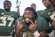 Sep 21, 2013; Waco, TX, USA; Baylor Bears running back Lache Seastrunk (25) celebrates the win over the Louisiana Monroe Warhawks Floyd Casey Stadium. The Bears defeated the Warhawks 70-7. Mandatory Credit: Jerome Miron-USA TODAY Sports