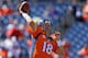DENVER, CO - SEPTEMBER 29: Peyton Manning #18 of the Denver Broncos warms up prior to a game between the Philadelphia Eagles and Denver Broncos at Sports Authority Field at Mile High on September 29, 2013 in Denver, Colorado. (Photo by Justin Edmonds/Getty Images)
