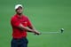 DUBLIN, OH - OCTOBER 05: Tiger Woods of the U.S. Team watches his second shot on the ninth hole during the Day Three Foursome Matches at the Muirfield Village Golf Club on October 5, 2013 in Dublin, Ohio. (Photo by Gregory Shamus/Getty Images)