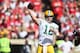 SAN FRANCISCO, CA - SEPTEMBER 08: Quarterback Aaron Rodgers #12 of the Green Bay Packers drops back to pass against the San Francisco 49ers at Candlestick Park on September 8, 2013 in San Francisco, California. (Photo by Jeff Gross/Getty Images)