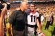KNOXVILLE, TN - OCTOBER 5: Head Coach Mark Richt and Aaron Murray #11 of the Georgia Bulldogs celebrate after the game against the Tennessee Volunteers at Neyland Stadium on October 5, 2013 in Knoxville, Tennessee. (Photo by Scott Cunningham/Getty Images)