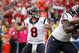 Oct 6, 2013; San Francisco, CA, USA; Houston Texans quarterback Matt Schaub (8) prepares to throw a pass against the San Francisco 49ers in the first quarter at Candlestick Park. Mandatory Credit: Cary Edmondson-USA TODAY Sports