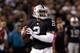 Oct 6, 2013; Oakland, CA, USA; Oakland Raiders quarterback Terrelle Pryor (2) looks to pass the ball against the San Diego Chargers during the first quarter at O.co Coliseum. Mandatory Credit: Kelley L Cox-USA TODAY Sports