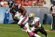 CHICAGO, IL - OCTOBER 06: Alshon Jeffery #17 of the Chicago Bears breaks away from Ramon Humber #53 of the New Orleans Saints at Soldier Field on October 6, 2013 in Chicago, Illinois. The Saints defeated the Bears 26-18. (Photo by Jonathan Daniel/Getty Images)