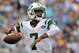 Sep 29, 2013; Nashville, TN, USA; New York Jets quarterback Geno Smith (7) looks to pass against the Tennessee Titans during the first half at LP Field. Mandatory Credit: Jim Brown-USA TODAY Sports