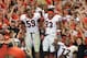 Oct 5, 2013; Knoxville, TN, USA; Georgia Bulldogs safety Marc Deas (23) and linebacker Jordan Jenkins (59) celebrate their overtime win with fans after the game against the Tennessee Volunteers at Neyland Stadium. Georgia won in overtime 34 to 31. Mandatory Credit: Randy Sartin-USA TODAY Sports