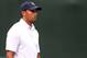 Oct 6, 2013; Dublin, OH, USA; Tiger Woods walks off the 1st tee during the fourth round of the Presidents Cup at Muirfield Village Golf Club. Mandatory Credit: Brian Spurlock-USA TODAY Sports