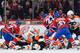 MONTREAL, QC - OCTOBER 5: Brendan Gallagher #11, Alex Galchenyuk #27 and David Desharnais #51 of the Montreal Canadiens attack the net while Maxime Talbot #25, Kimmo Timonen #44 and Claude Giroux #28 of the Philadelphia Flyers defend during the NHL game on October 5, 2013 at the Bell Centre in Montreal, Quebec, Canada. (Photo by Francois Lacasse/NHLI via Getty Images)