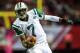 Oct 7, 2013; Atlanta, GA, USA; New York Jets quarterback Geno Smith (7) runs the ball in the second half against the Atlanta Falcons at the Georgia Dome. The Jets won 30-28. Mandatory Credit: Daniel Shirey-USA TODAY Sports