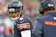 CHICAGO, IL - OCTOBER 06: Jay Cutler #6 of the Chicago Bears looks back at head coach Marc Trestman during a game against the New Orleans Saints at Soldier Field on October 6, 2013 in Chicago, Illinois. The Saints defeated the Bears 26-18. (Photo by Jonathan Daniel/Getty Images)