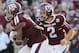 HOUSTON, TX- SEPTEMBER 21: Johnny Manziel #2 hands the ball off to Brandon Williams #5 of the Texas A&M Aggies against Southern Methodist Mustangs in the second half on September 21, 2013 at Kyle Field in College Station, Texas. (Photo by Thomas B. Shea/Getty Images)