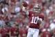 Oct 5, 2013; Tuscaloosa, AL, USA; Alabama Crimson Tide quarterback A.J. McCarron (10) drops back to pass against the Georgia State Panthers during the second quarter at Bryant-Denny Stadium. Mandatory Credit: John David Mercer-USA TODAY Sports