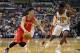 Jan 18, 2013; Indianapolis, IN, USA; Houston Rockets guard Jeremy Lin (7) drives to the basket against Indiana Pacers center Ian Mahinmi (28) at Bankers Life Fieldhouse. Mandatory Credit: Brian Spurlock-USA TODAY Sports
