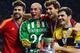 KIEV, UKRAINE - JULY 01: (L-R) Gerard Pique, Pepe Reina, Fernando Llorente and Iker Casillas of Spain pose with the trophy following victory in the UEFA EURO 2012 final match between Spain and Italy at the Olympic Stadium on July 1, 2012 in Kiev, Ukraine. (Photo by Laurence Griffiths/Getty Images)