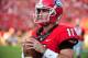 ATHENS, GA - SEPTEMBER 7: Aaron Murray #11 of the Georgia Bulldogs warms up during the game against the South Carolina Gamecocks at Sanford Stadium on September 7, 2013 in Athens, Georgia. (Photo by Scott Cunningham/Getty Images)